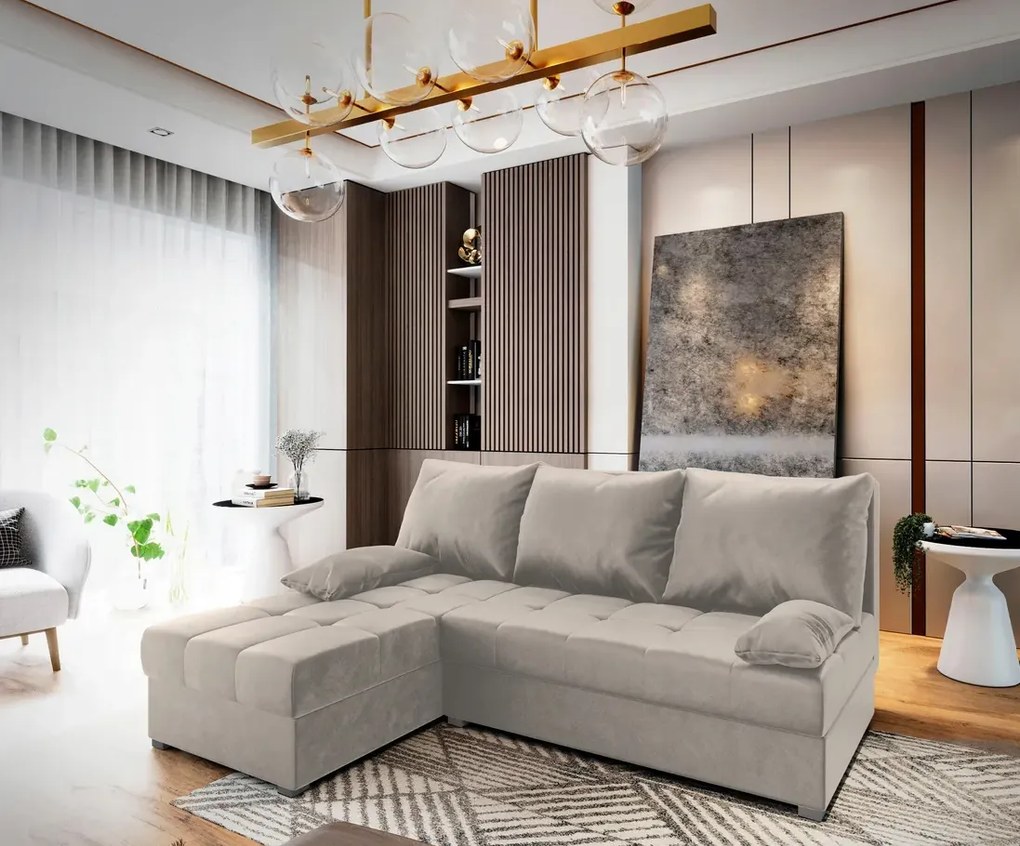 OFERTA Canapea de colț extensibila crem ZENA, reversibila clasa a II-a