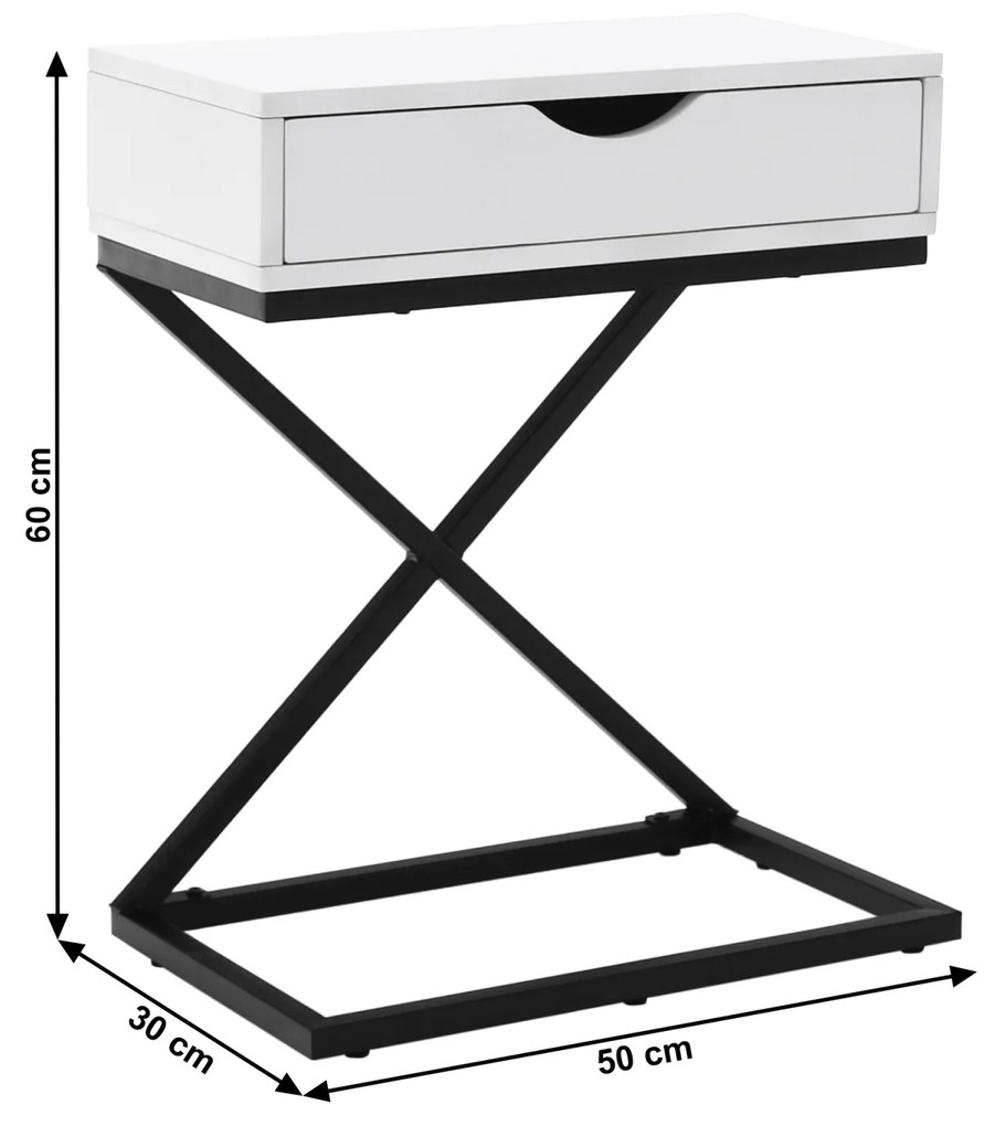 Masuta auxiliara noptiera, alb negru, VIRED