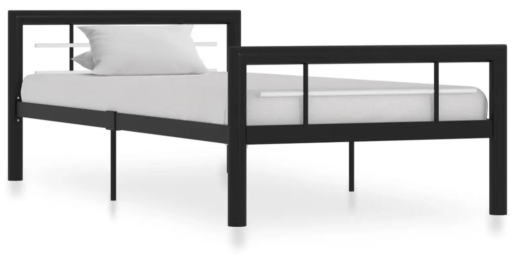 284550 vidaXL Cadru de pat, negru și alb, 90 x 200 cm, metal