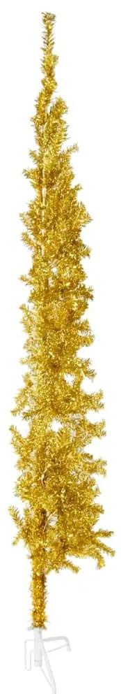 Jumatate brad de Craciun subtire cu suport, auriu, 180 cm 1, Auriu, 210 cm