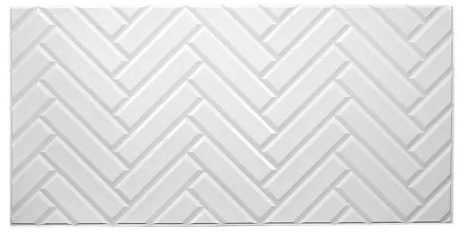 Panou decorativ, PVC, model zig-zag 3D, alb, 96x48.5cm