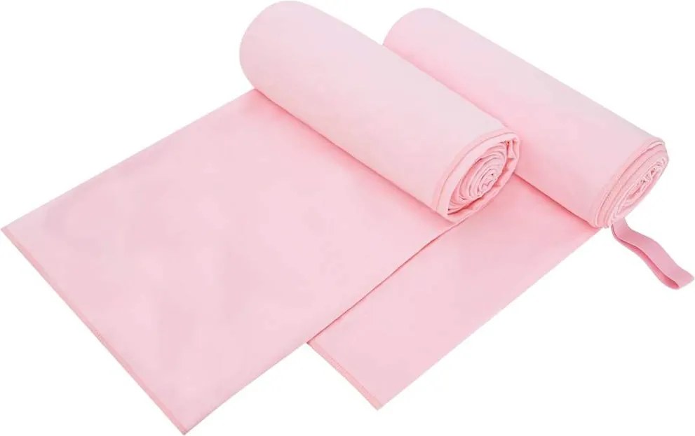 vidaXL Prosoape Sport 2 pcs Roz 200 x 100 cm Poliester și poliamidă