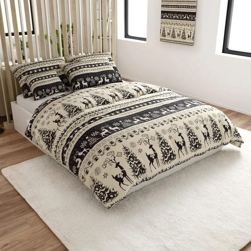 Lenjerie cocolino WINTER DEER gri Dimensiune lenjerie de pat: 70 x 90 cm | 140 x 200 cm