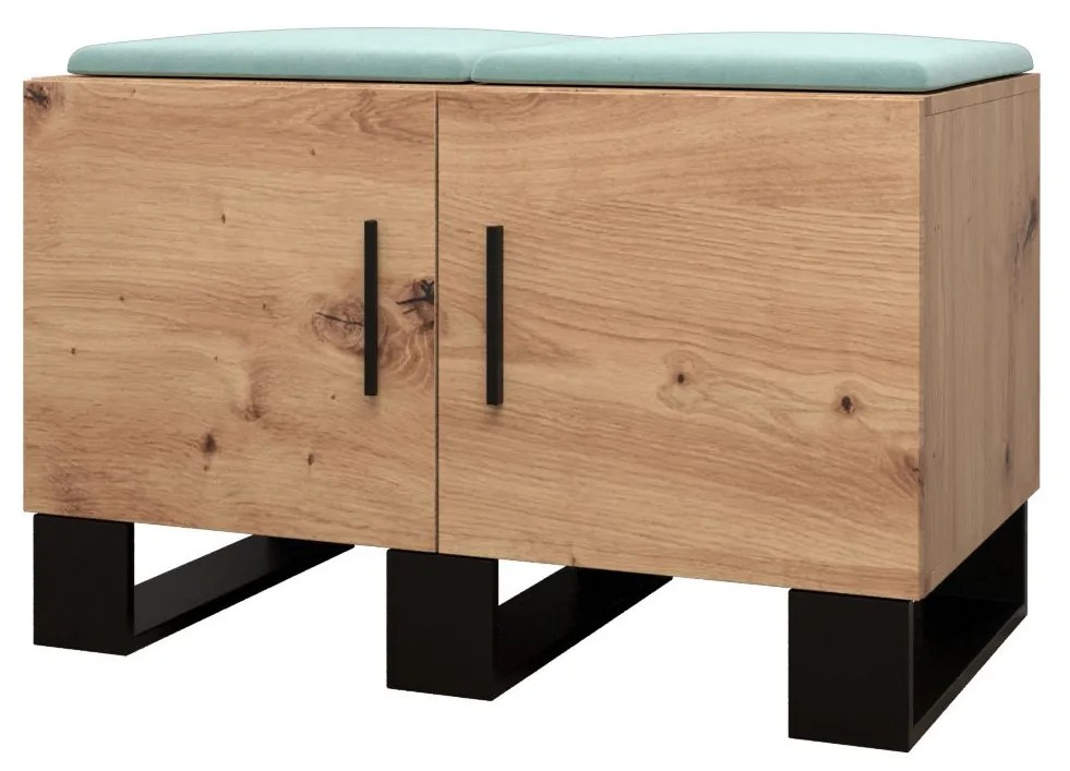 Set mobilier pentru hol Amanda 14 (Stejar artisan + verde). 1085976