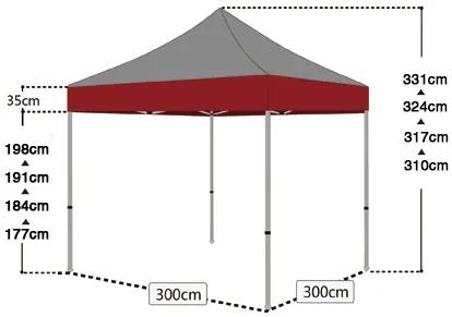 Cort pavilion 2x3 m roșu All-in-One