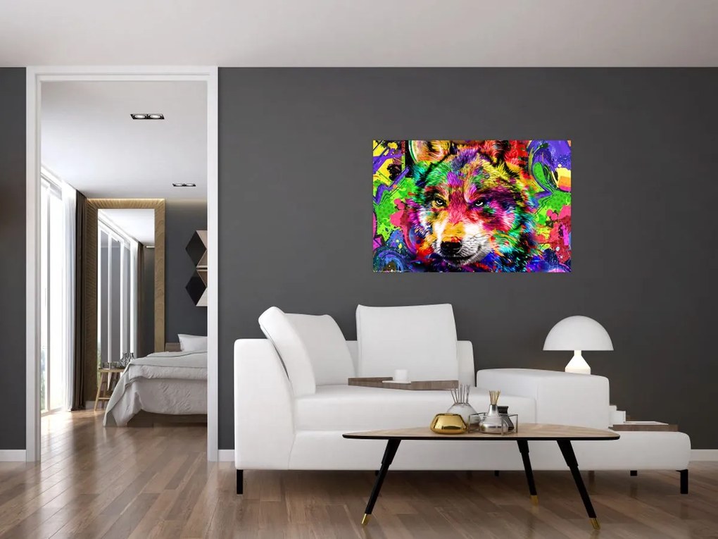 Tablou - Lupul cu graffiti (90x60 cm)