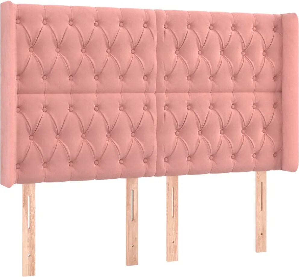 vidaXL Tăblie de pat cu aripioare, roz, 147x16x118/128 cm, catifea