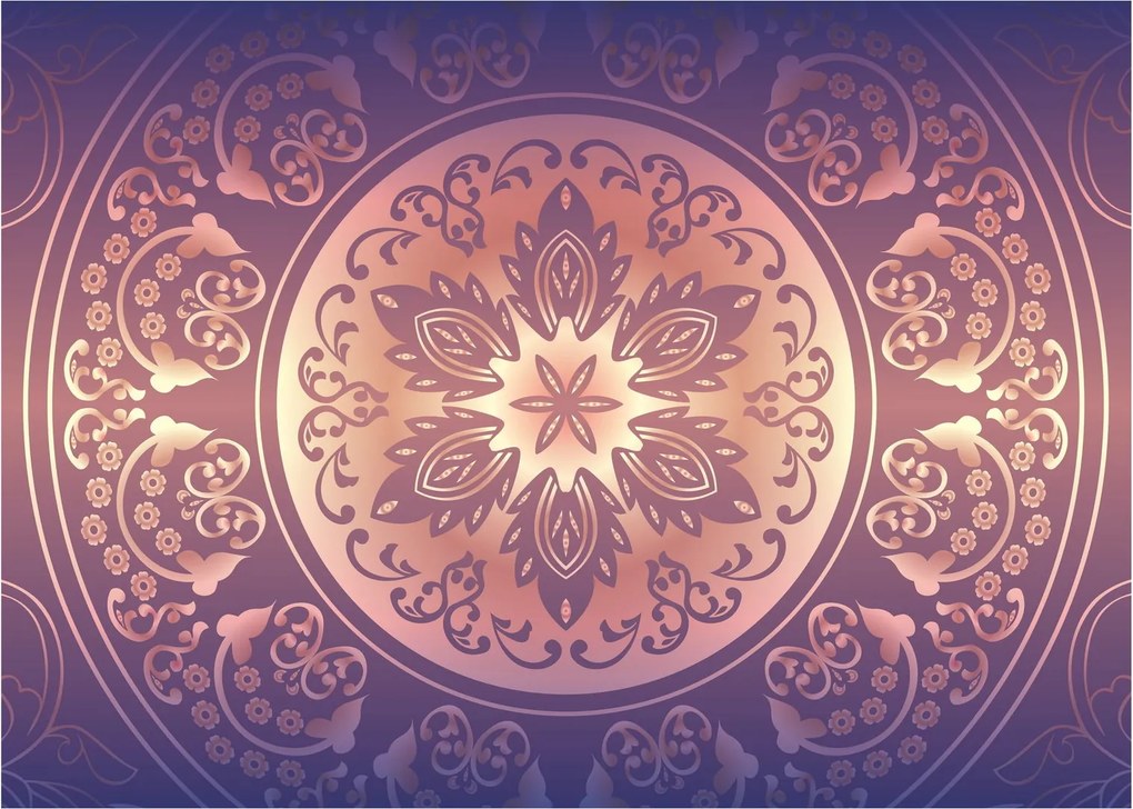 Tablou pe sticlă - Mandala pe gradient violet (70x50 cm)