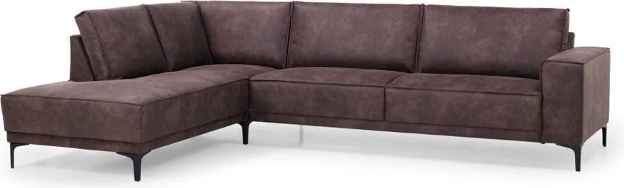 Colțar maro cu tapițerie din imitație de piele (colț pe partea stângă ) Copenhagen – Scandic