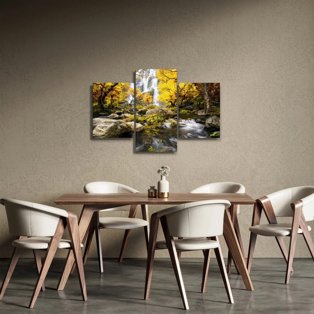 Tablou - Cascade în peisaj de toamnă, galben (90x60 cm)