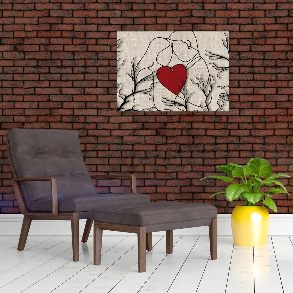 Tablou pe sticlă - Pereche îndrăgostită (70x50 cm)