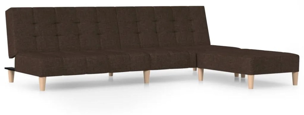 3080539 vidaXL Canapea extensibilă cu taburet, 2 locuri, maro închis, textil