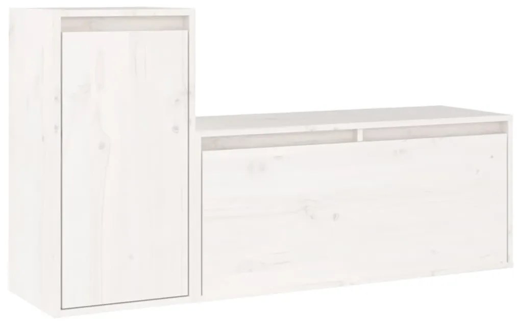 vidaXL Comode TV, alb, 2 buc., lemn masiv de pin