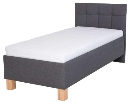 Pat tapițat MARIA ONE 90 x 200 cm, cu saltea și spațiu de depozitare, gri