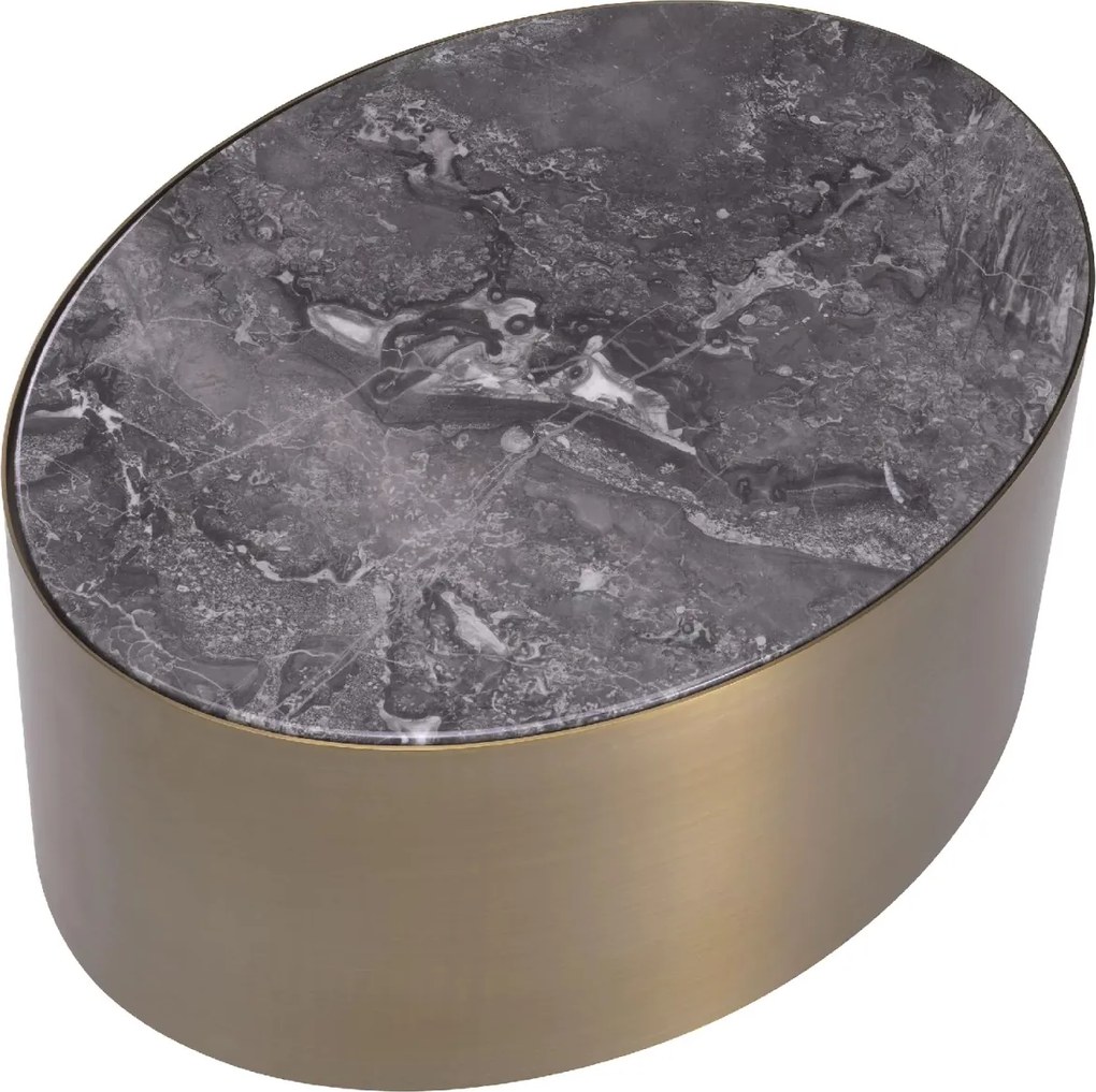 Masuta de cafea design LUX din otel si marmura Porter oval
