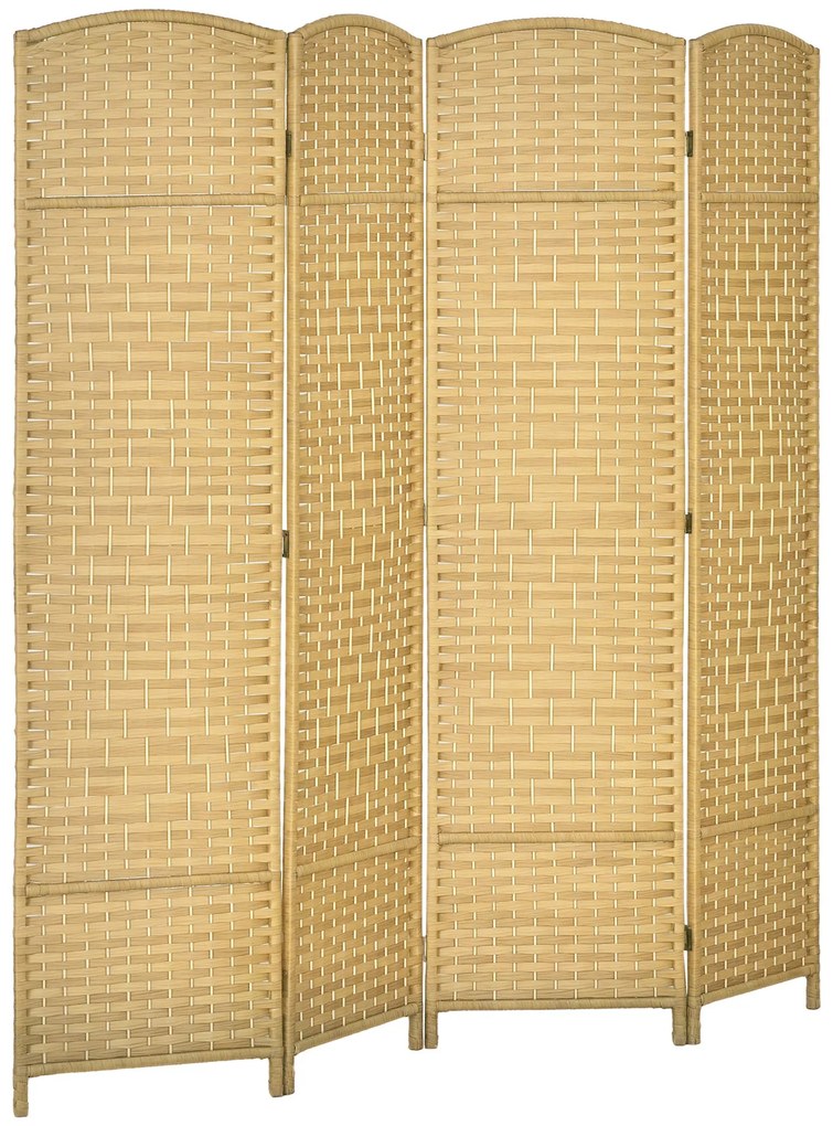 HOMCOM Paravan interior din lemn 4 panouri separator de cameră pliabil pentru sufragerie dormitor 180 x 180 cm lemn natural | Aosom Romania
