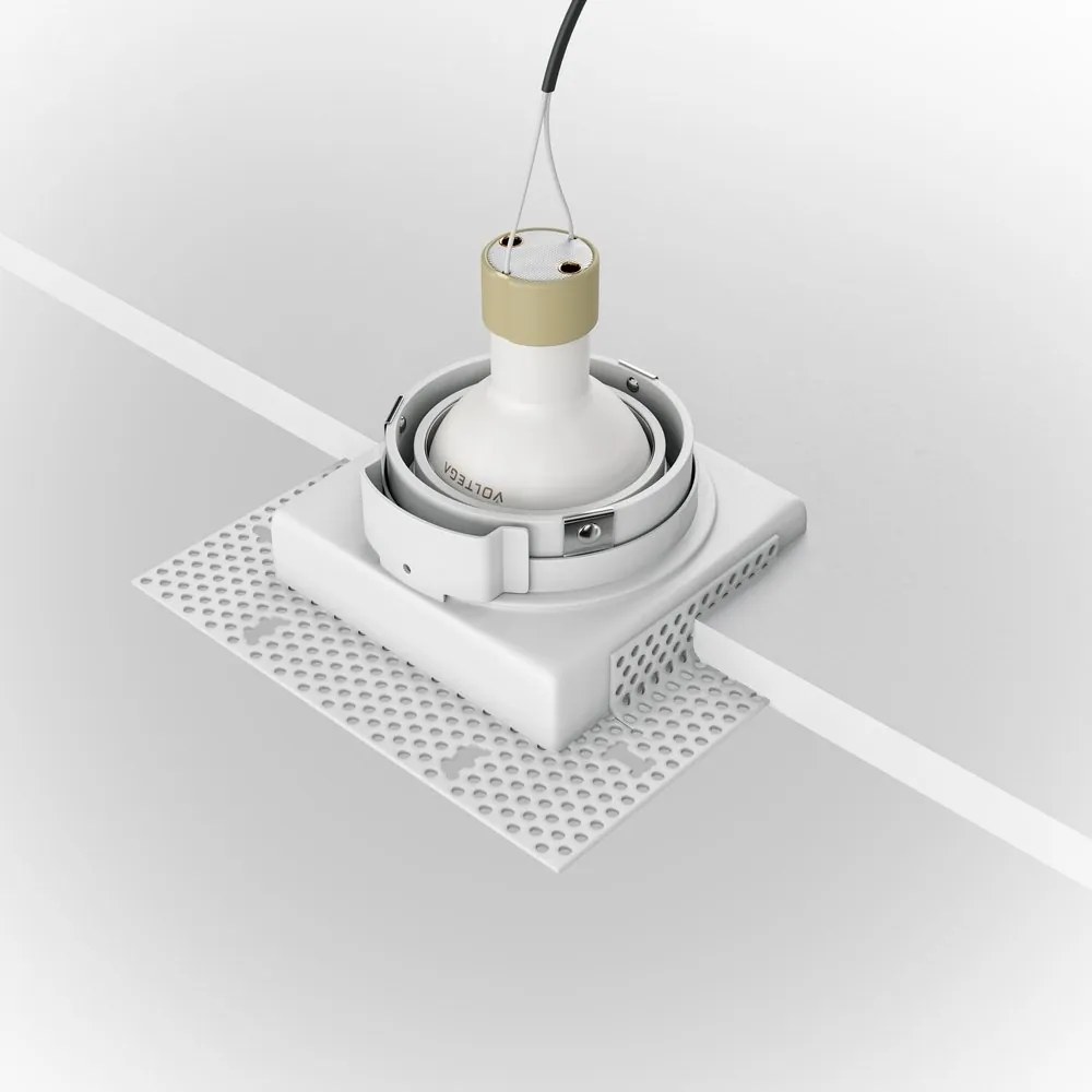 Spot incastrabil directionabil design tehnic Atom alb 13x13cm