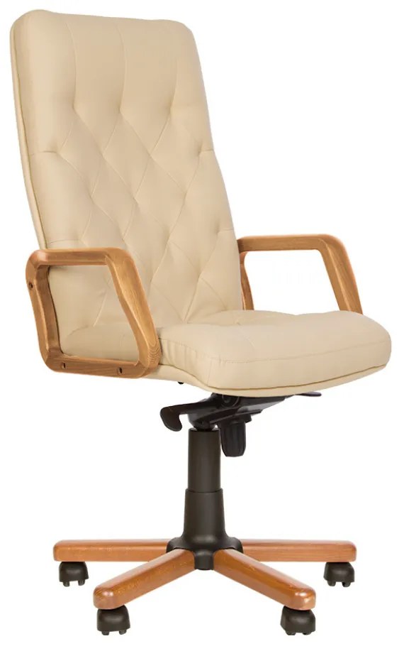 Scaun directorial Cuba Extra, brate din lemn 1.007, piele ecologica, crem