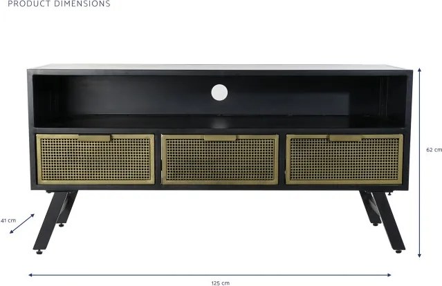 Comoda TV neagra si aurie , din metal " Blacky""