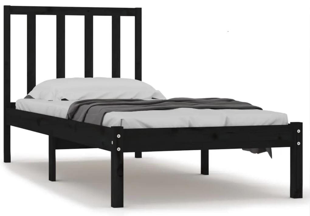 3105105 vidaXL Cadru de pat single, negru, 90x190 cm, lemn masiv de pin
