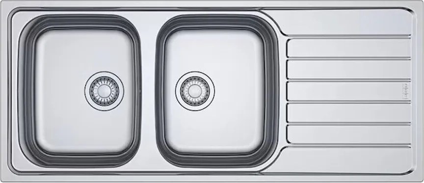 Chiuveta bucatarie inox Franke Spark 116x50 cm cu 2 cuve si picurator dreapta finisaj lucios