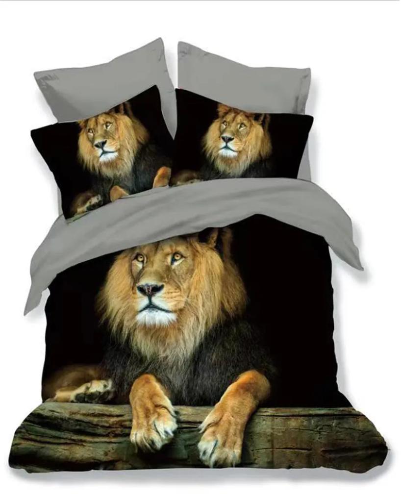 Lenjerie Pat Dublu Finet 3D cu 6 piese Wild Lion