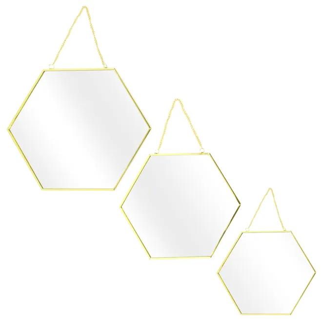 Set 3 oglinzi CMP Hexagonal Gold