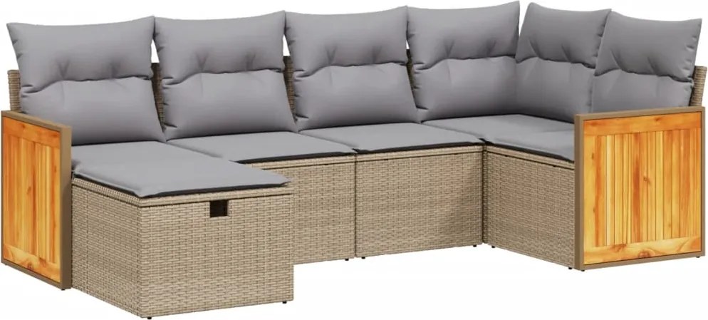 vidaXL Set canapele de grădină, 6 piese, cu perne, bej, poliratan