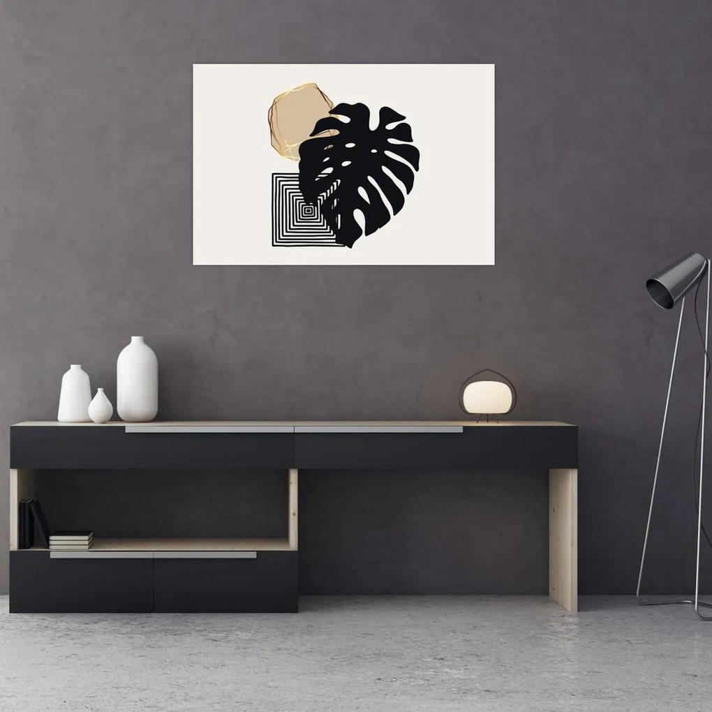 Tablou - Abstracție cu frunze tropicale N⁰2 (90x60 cm)