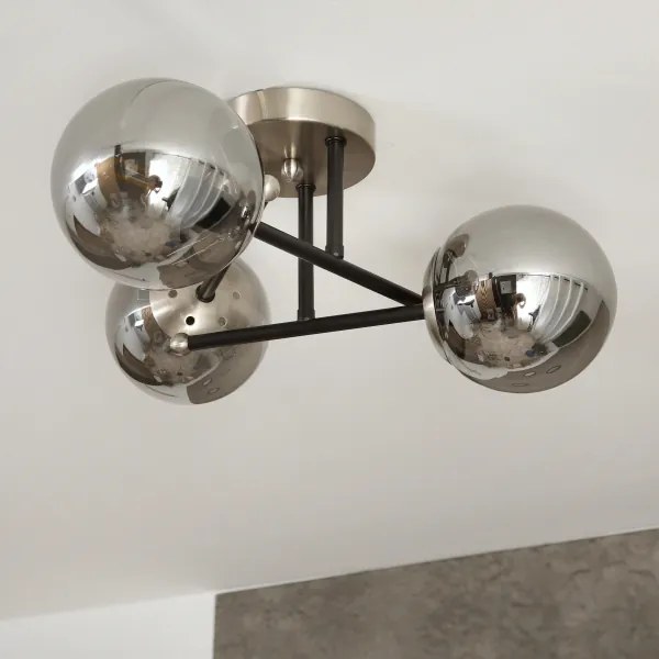 Brilagi - Lustră aplicată MALIVA 3xE14/15W/230V crom mat/sticlă fumurie