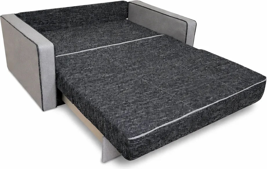 Canapea SAMY NEXT extensibila, 2 locuri, cu lada de depozitare, stofa gri cu negru, cadru metalic, 152x100x92 cm Gri + Negru, stofa