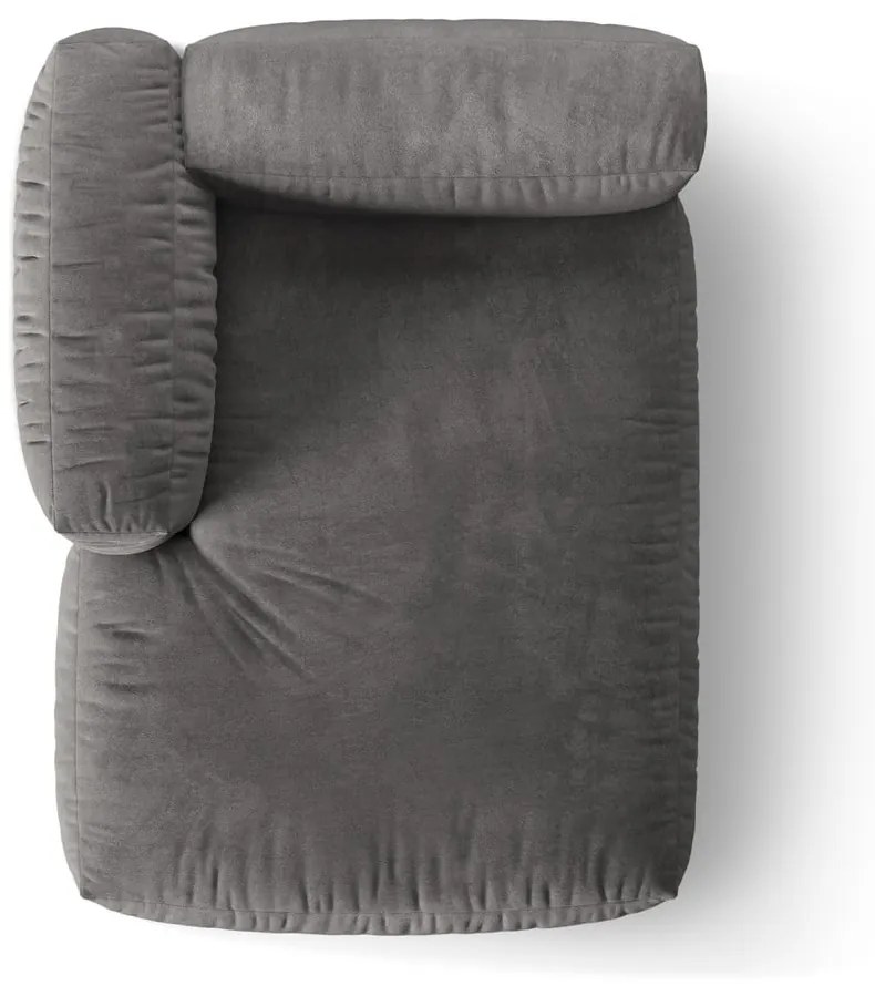 Modul pentru canapea modulară gri cu tapițerie din catifea (cu colț pe partea stângă) Martina – Micadoni