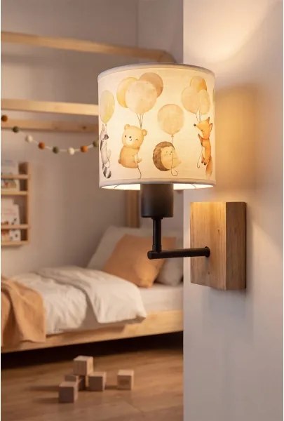 Brilagi - Lampă de perete BOBO WOOD 1xE27/25W/230V stejar/negru/alb/cu animale