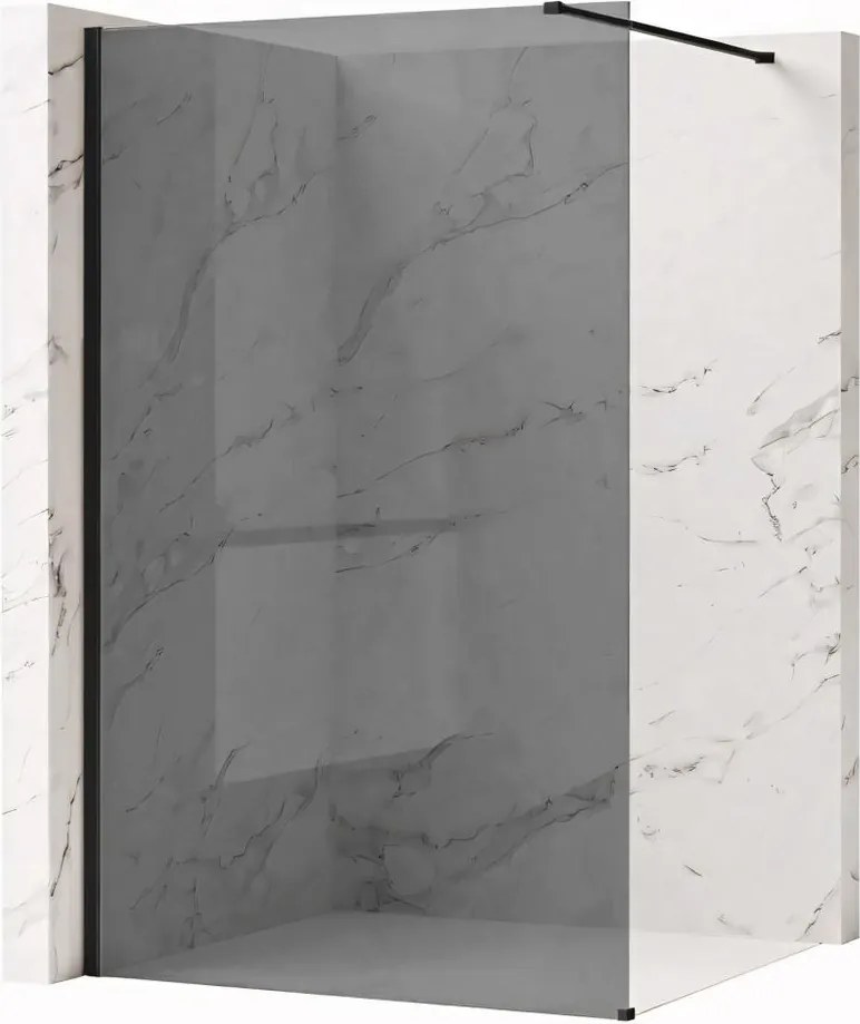 Paravan de dus fumuriu Rea Flexi Grey 80 cm negru