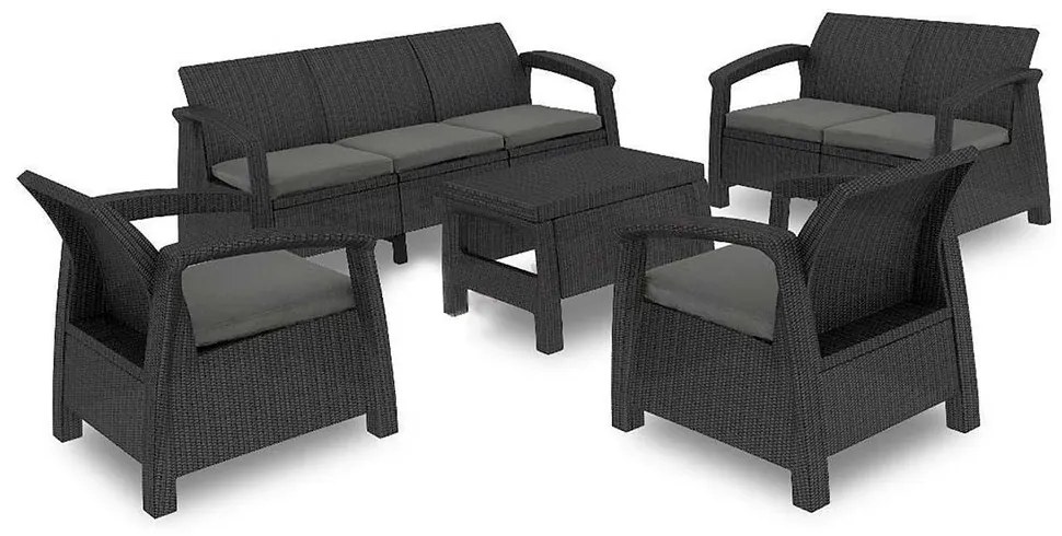 Set de mobilier de grădină Corfu max set, culoare grafit, cu perne gri deschis