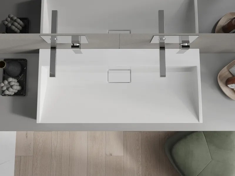 Mexen Ava chiuvetă de blat din conglomerat B/O 100 x 46 cm, albă - 23011000