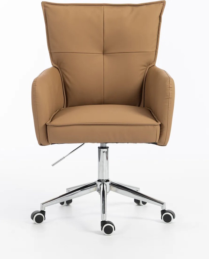 HR250K Scaun Piele Ecologică Premium Soft Culoare Caramel Bază Cromata