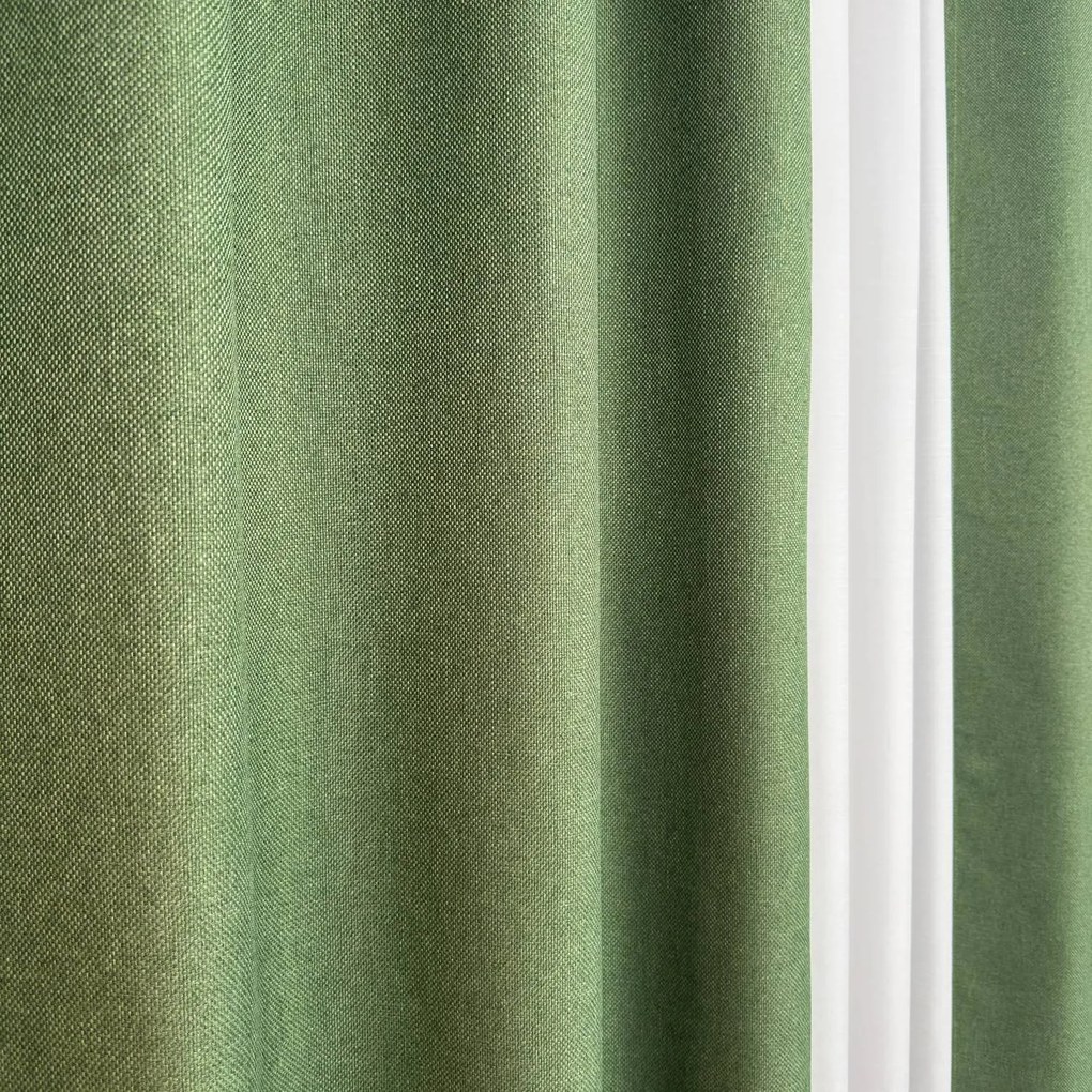 Set două Draperii (Blackout), din Stofă premium (Tip in), Gata lucrate (Inele galerie), Culoare Verde olive (Model texturat), Dimensiuni draperie 160x260 cm (x2), Brand Originalio