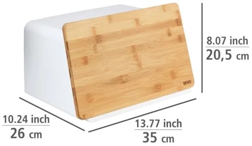 WENKO 54099100 - Cutie pentru pâine KUBO, 35 x 26,5 cm, alb/maro