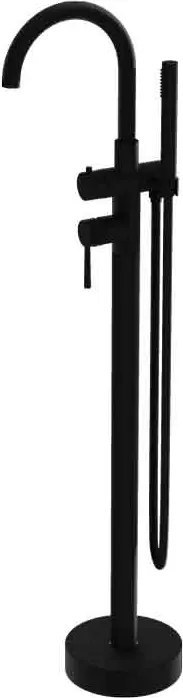 Baterie cada freestanding din alama sanitara, negru mat, cu set dus 117,2 cm, LaVita Verdi Negru