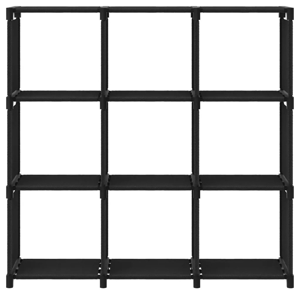322610 vidaXL Raft expunere 9 cuburi negru 103x30x107,5 cm, material textil