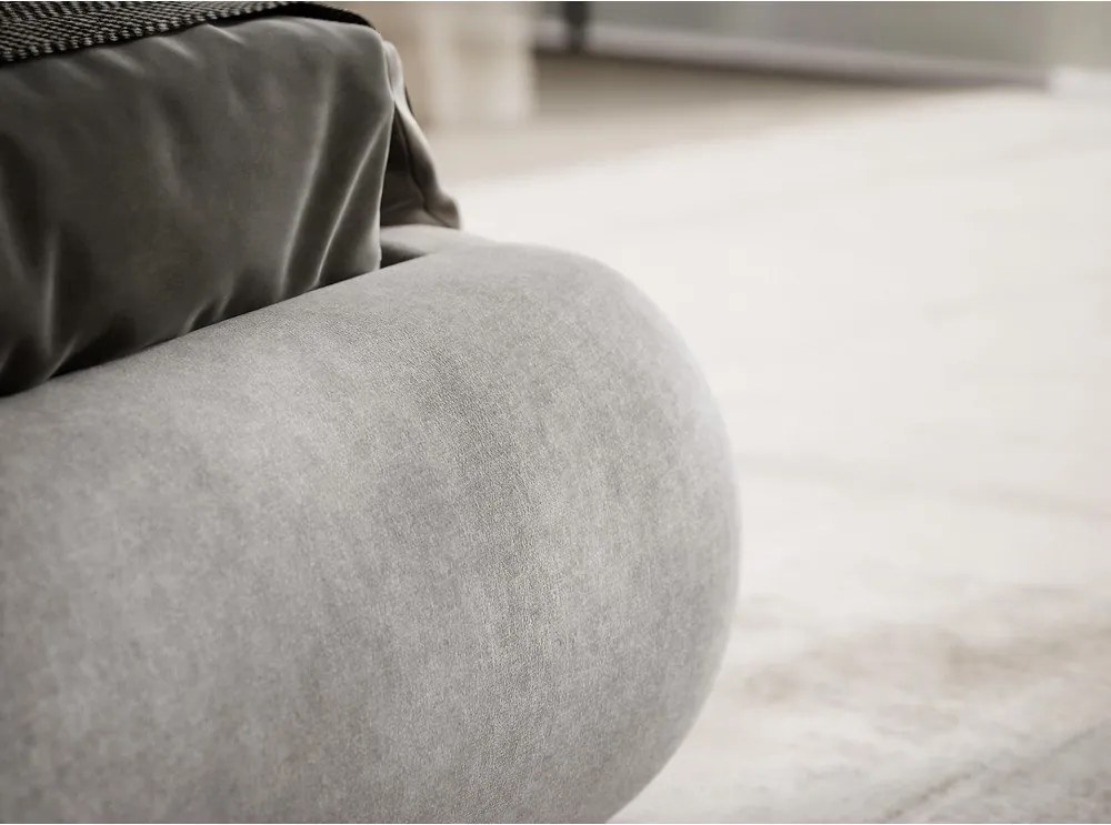 Pat matrimonial grej tapițat cu spațiu de depozitare cu somieră 160x200 cm Maumere – Maison de Rêve