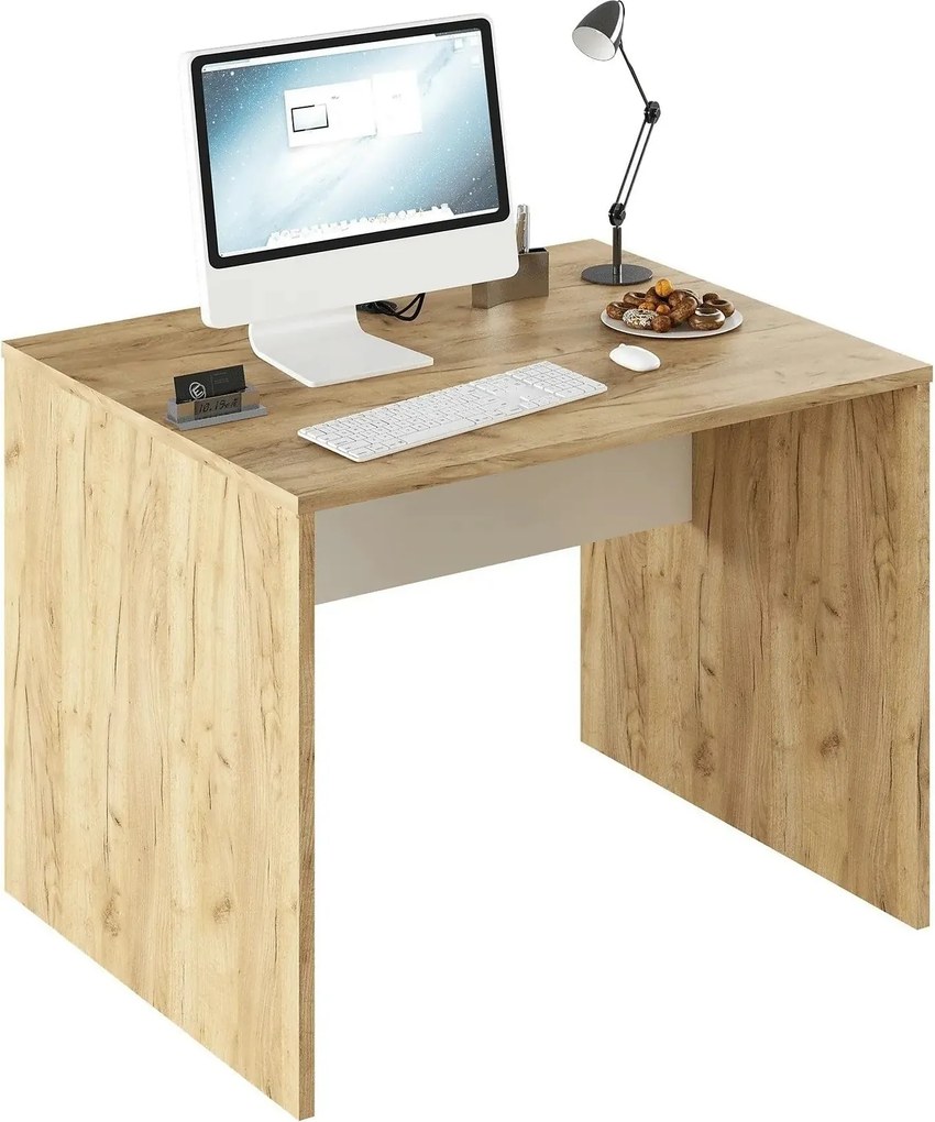 Masa birou RIOMA NEW TYP 12, stejar artisan/alb, DTD laminat, 100x80x7