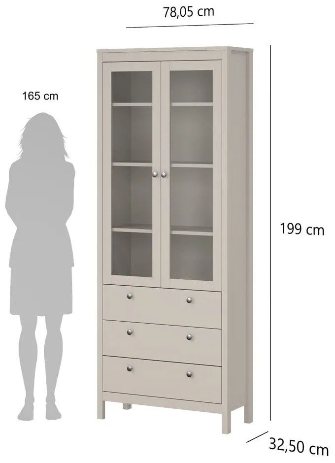Vitrină grej 78x199x33 cm Madrid – Tvilum
