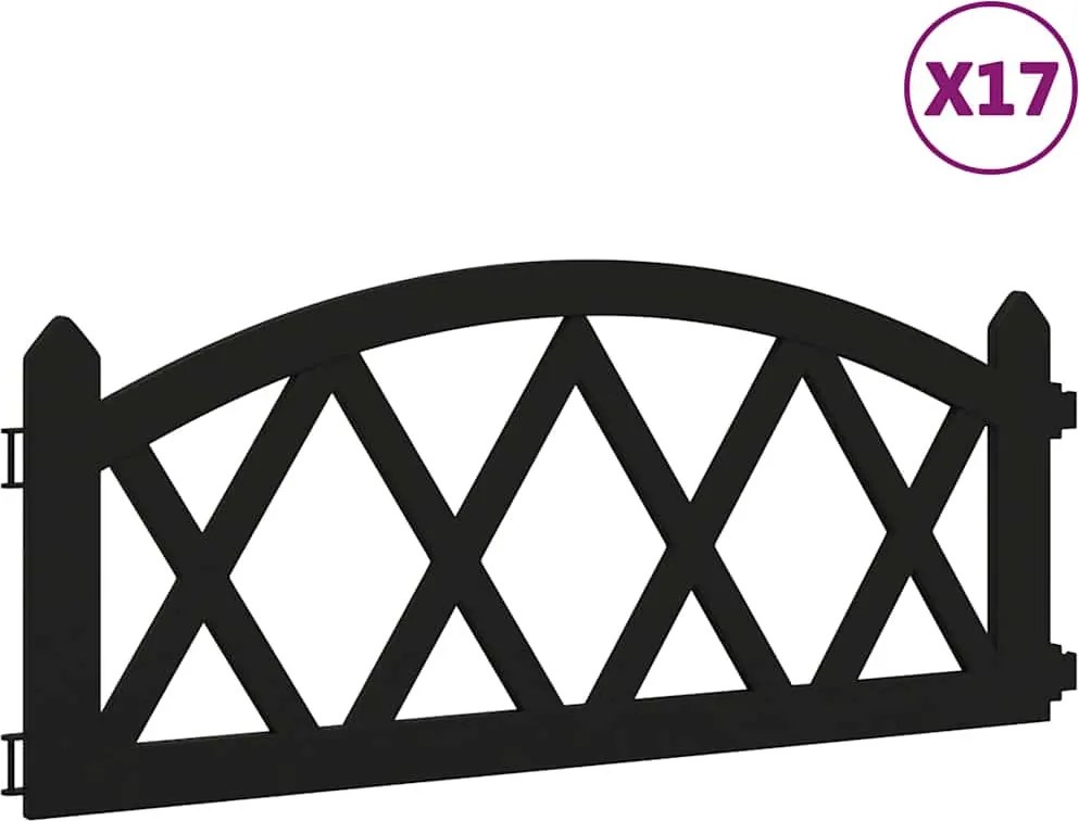 vidaXL Borduri de gazon, 17 buc., negru, 10 m, PP