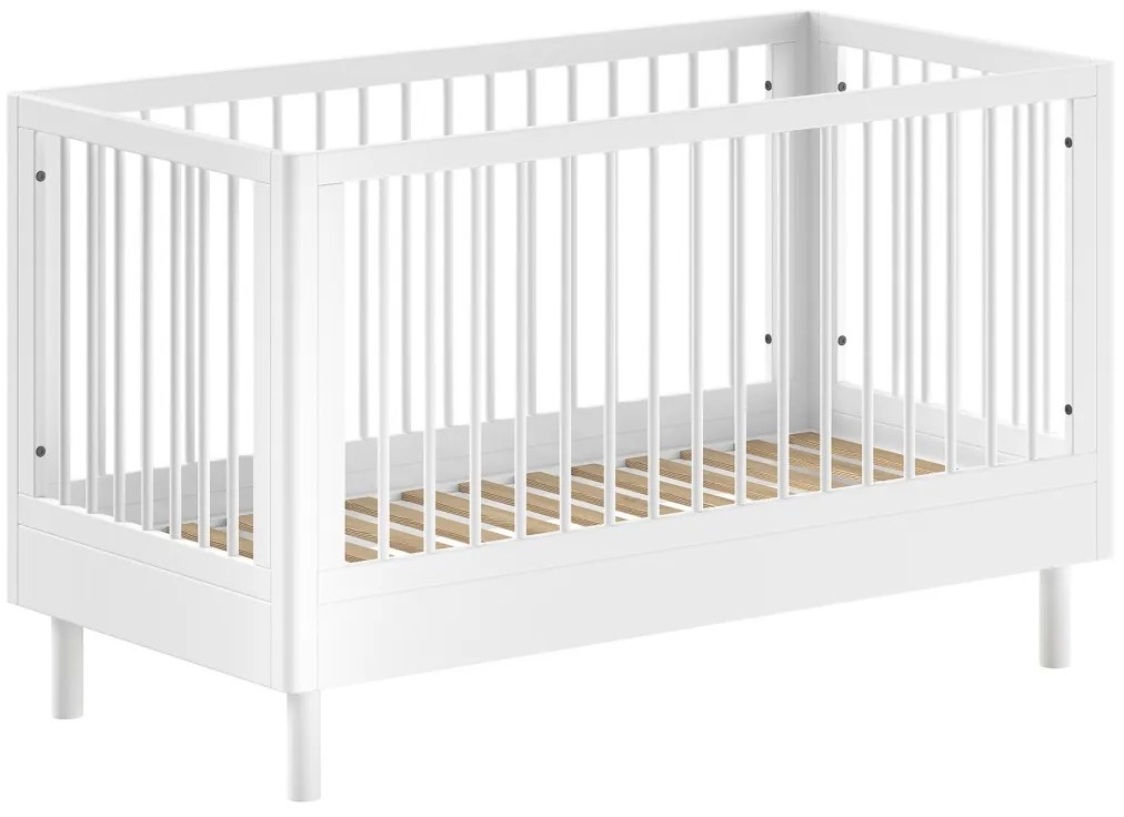 Set Complet Mobilier Cameră Bebelus Forrest Oak, din Lemn Masiv de Stejar, Alb: Pătuț Convertibil (70x140 cm), Comodă cu 3 Sertare și Dulap cu 2 Uși