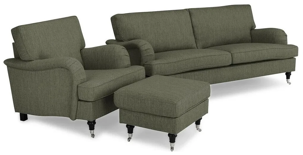 Set mobilier tapițat Bloomington A127 (Helena 4452)Chaki, Tapiterie, Picioare: Lemn, Role, Metal