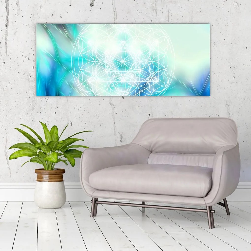 Tablou - Merkaba pe un fundal turcoaz (120x50 cm)