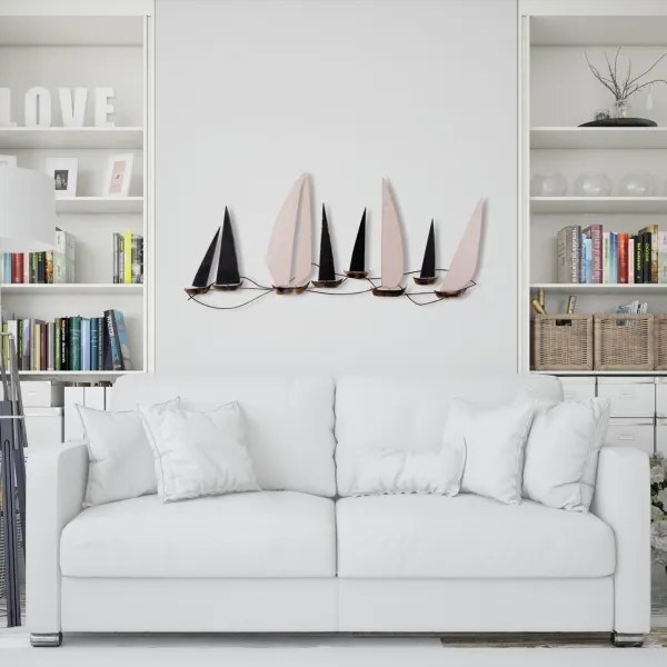Decorațiune de perete 52x117 cm metal bărci cu vele