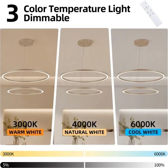Brilagi - lustru pe cablu LED dimabil PORTOFINO LED/98W/230V Ø 80 cm bej + telecomandă